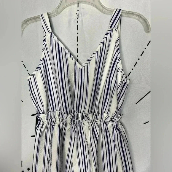 LF Seek the Label Blue & White Striped Paper-bag Waist Romper - Picture 8 of 9